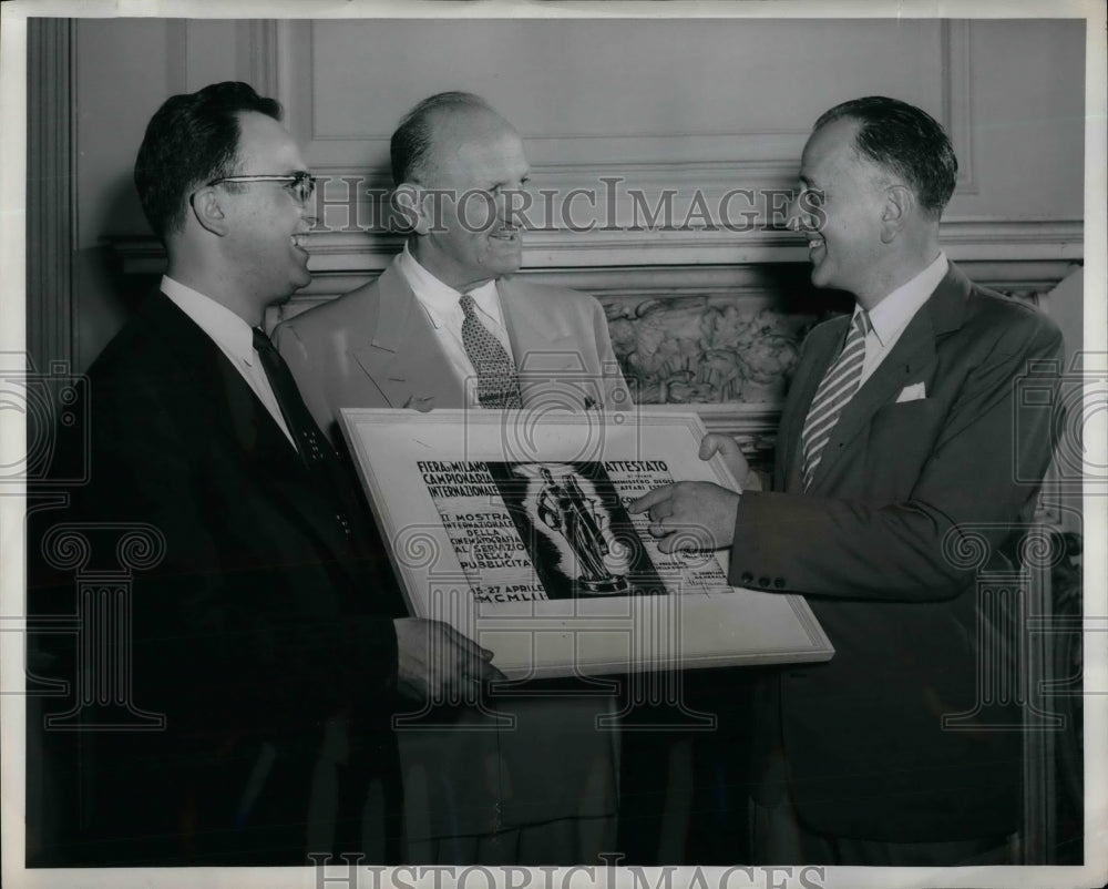 1953 Press Photo Uguccione di Sorbello, Robery Fegley and Raphael Wolff-Historic Images