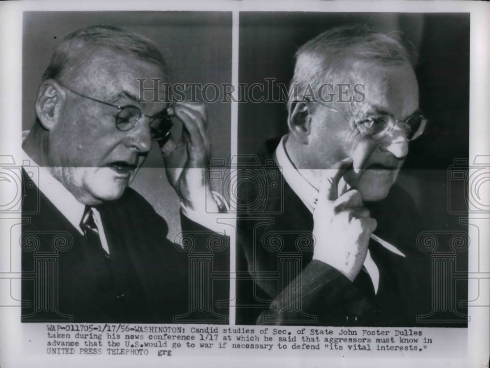 1956 Press Photo Sec of State, John Foster Dulles - Historic Images