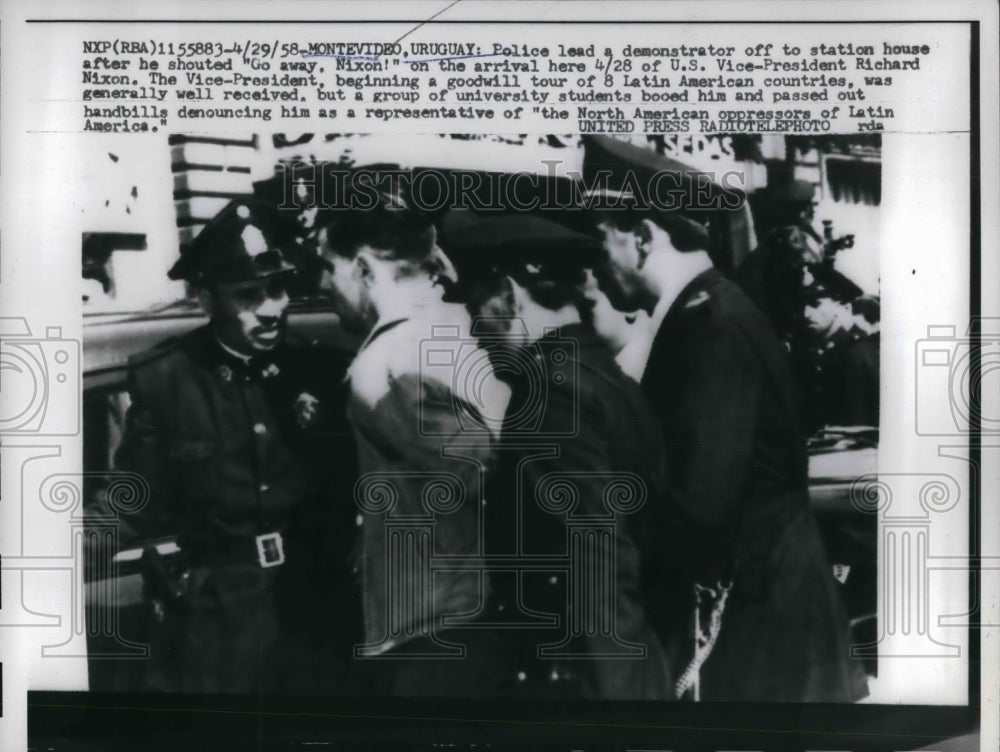 1958 Press Photo Uruguay demonstrators in police custody - nea30317-Historic Images