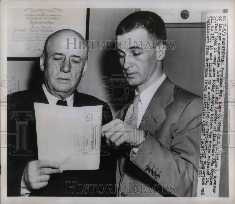 1949 Press Photo US Representative Hugo S.Sims, Sam Rayburn, Speaker of House - Historic Images