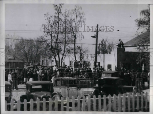1934 Police Patrolmen Gather Around Crowd During Strike & Riots - Historic Images