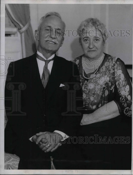 1933 Judge Alfred Sters & his wife for Golden Anniversary - Historic Images