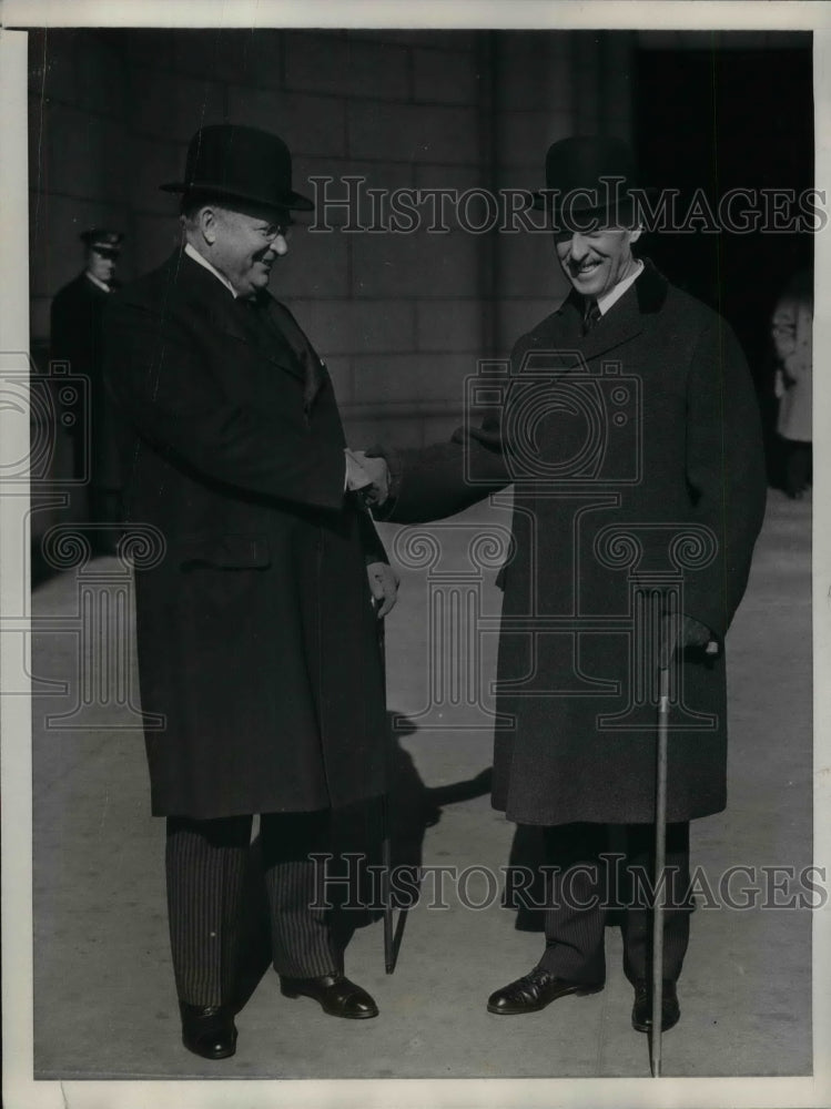 1931 Press Photo Secretary Of State Henry Stimson Greets Canadian PM - nea30647 - Historic Images