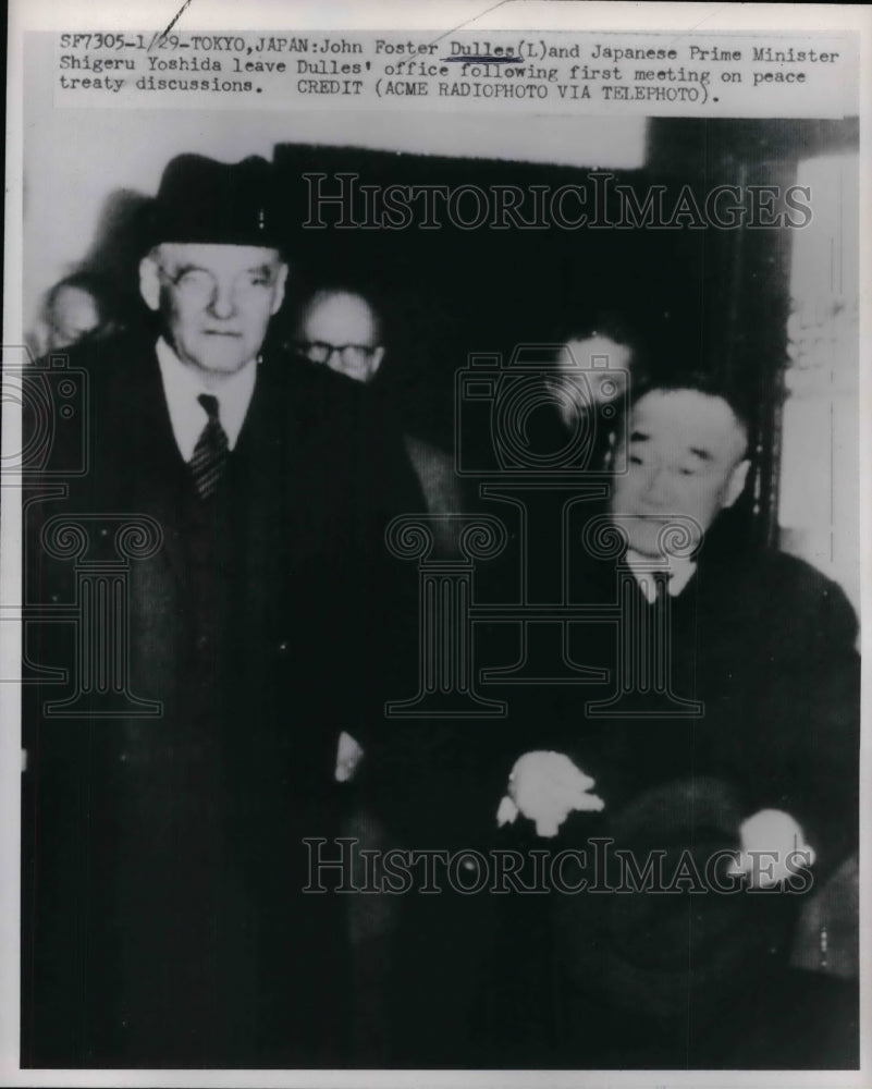 1951 State dept advisor John Foster Dulles, Japan's PM S Yoshida - Historic Images