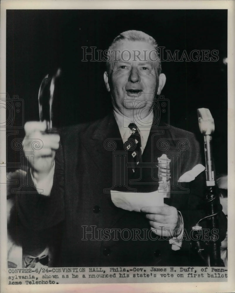 1948 Gov. James H. Duff announced state&#39;s vote on first ballot - Historic Images