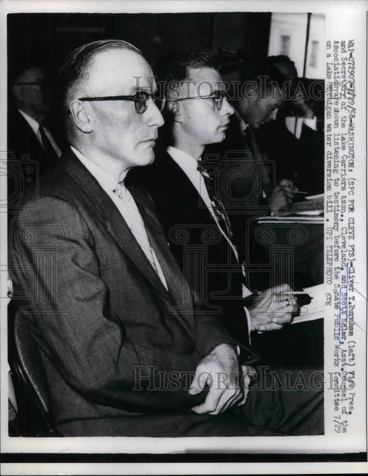 1958 Press Photo Oliver Burnham Vice President Secretary Lake Carriers - Historic Images