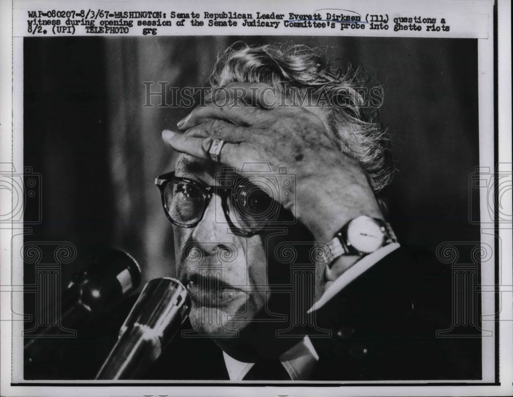 1967 Press Photo Senate Republican leader Everett Dirksen Senate Judiciary - Historic Images