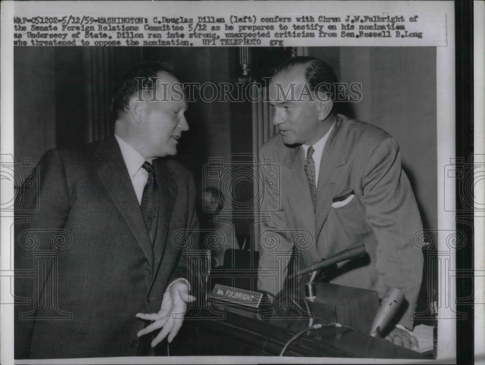 1959 C Douglas Dillon Undersecretary of State &amp; JW Fulbright - Historic Images