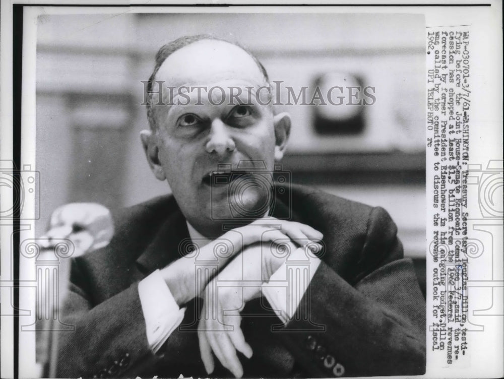 1961 Press Photo Secretary of the Treasury C. Douglas Dillon - Historic Images