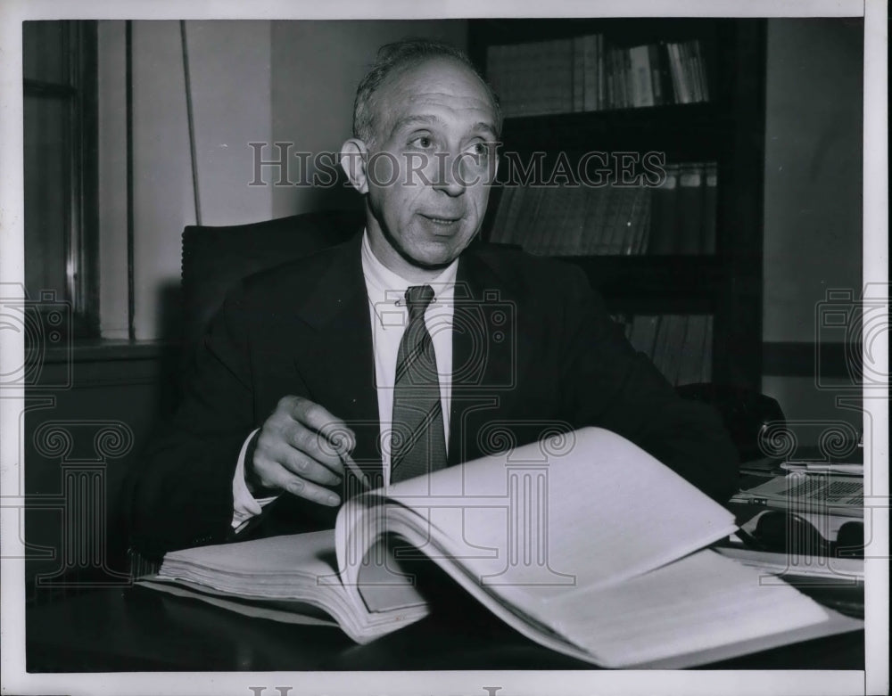1952 Mr Leonard J. Emmerglich at his desk  - Historic Images