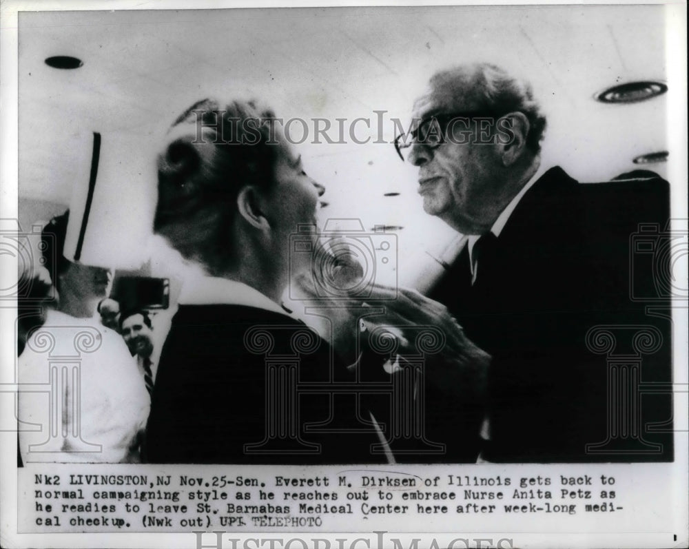 1968 Press Photo Senate GOP leader Everett M. Dirksen &amp; nurse Anita Petz-Historic Images