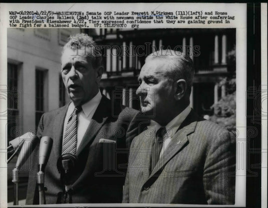 1959 GOP Leaders Everett Dirksen Charles Halleck At News Conference - Historic Images