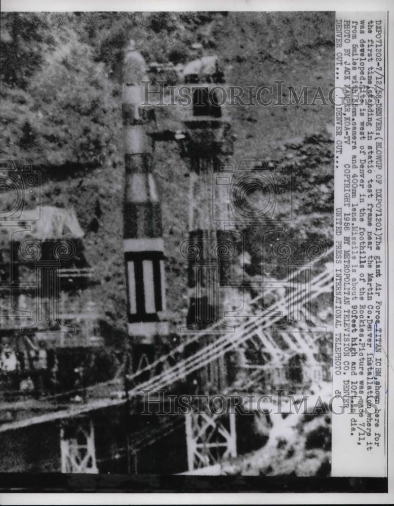 1958 Press Photo Giant Air Force Titan Missile - nea31365 - Historic Images