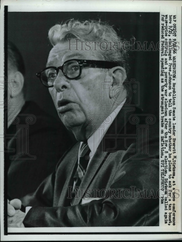 1966 Press Photo GOP Senate Leader Everett M.Dirksen during news conference. - Historic Images