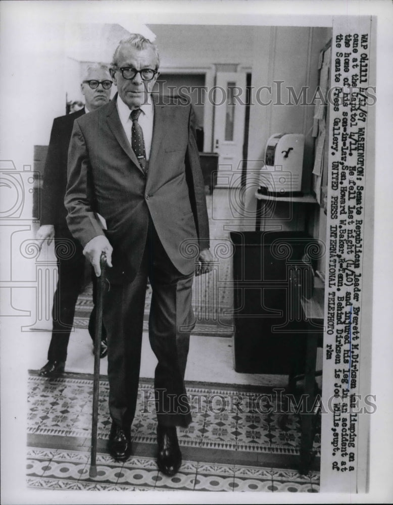 1967 Sen. Everett Dirksen Limping at Work after Fall  - Historic Images