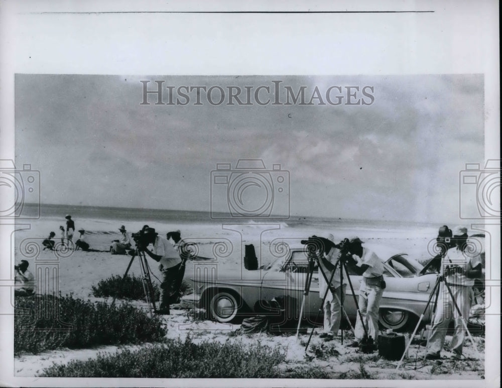 1957 Birdwatchers Line Up At Cocoa Beach Near Cape Canaveral - Historic Images