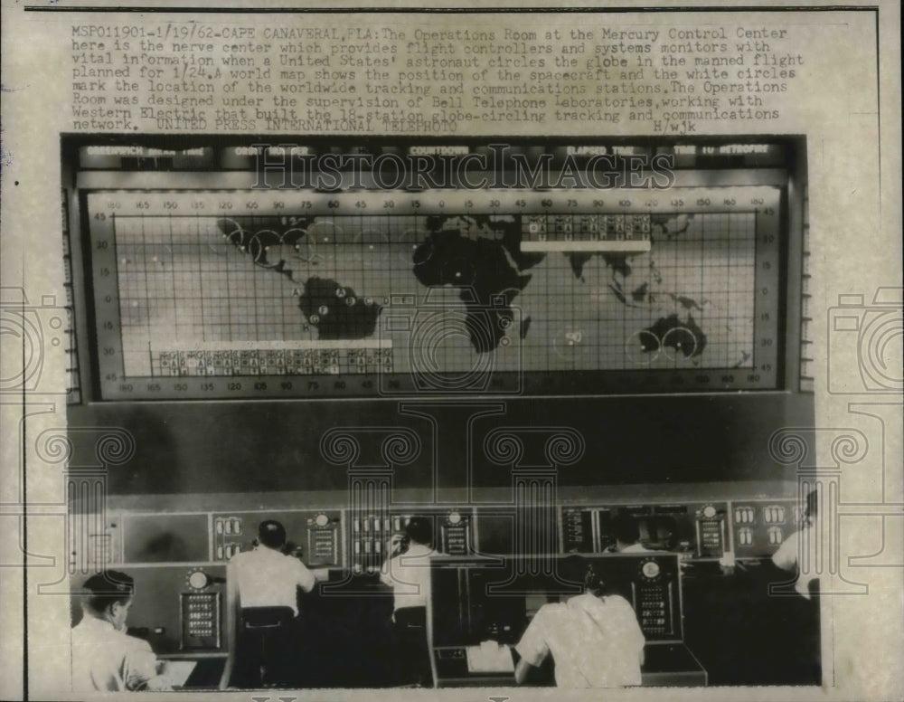 1962 Press Photo Operations Room at Mercury Control Center - nea31667 - Historic Images