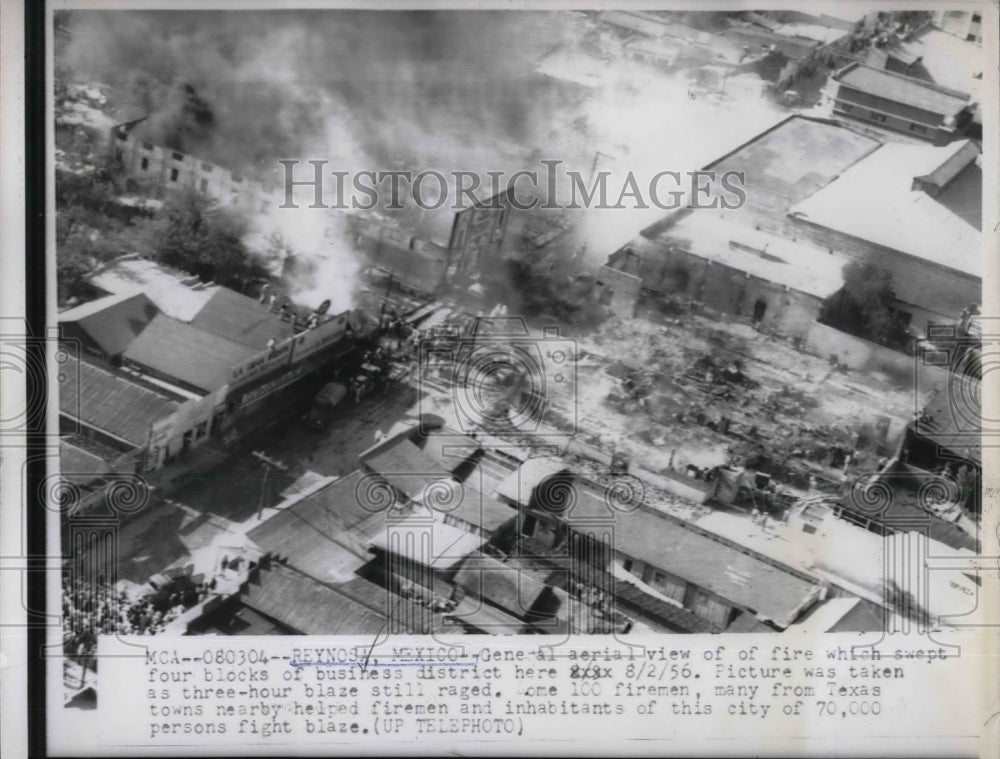 1956 Aerial View of Four Block Fire in Mexico  - Historic Images