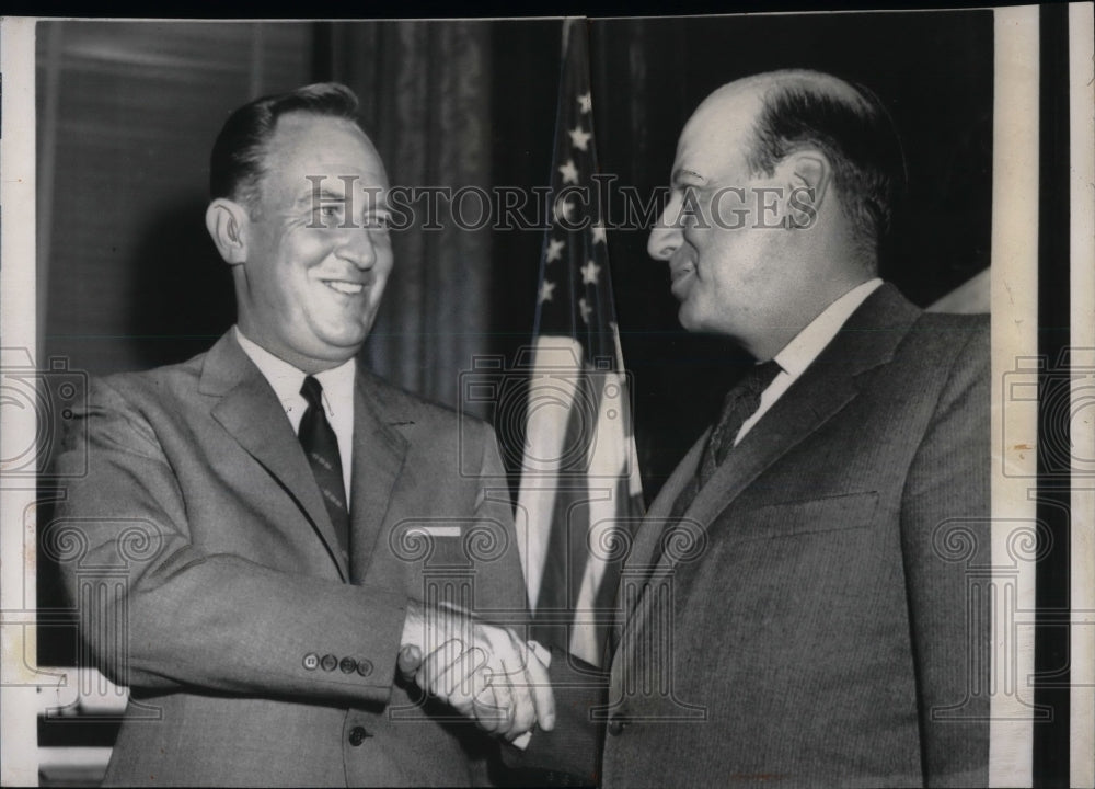 1957 Press Photo Atty.Gen.Herbert Brownell and successor Attty William Rogers. - Historic Images