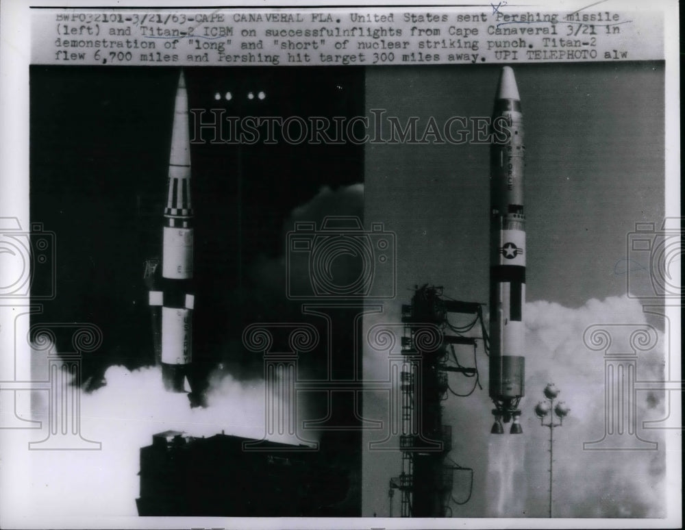 1963 Press Photo Pershing missle launch at Cape Canaveral, Fla. - nea32009 - Historic Images