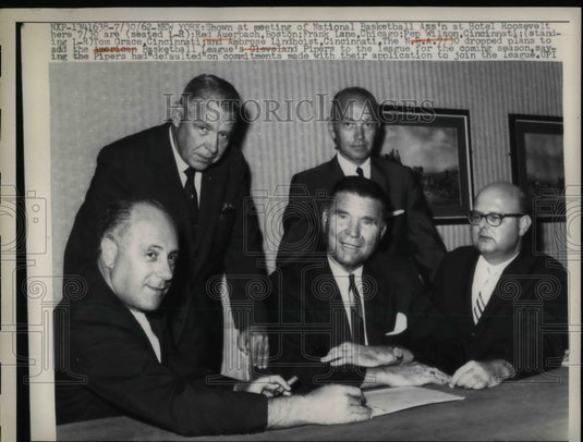 1962 Press Photo National Basketball Ass'n Meeting Red Auerbach, Frank Lane, Pep-Historic Images