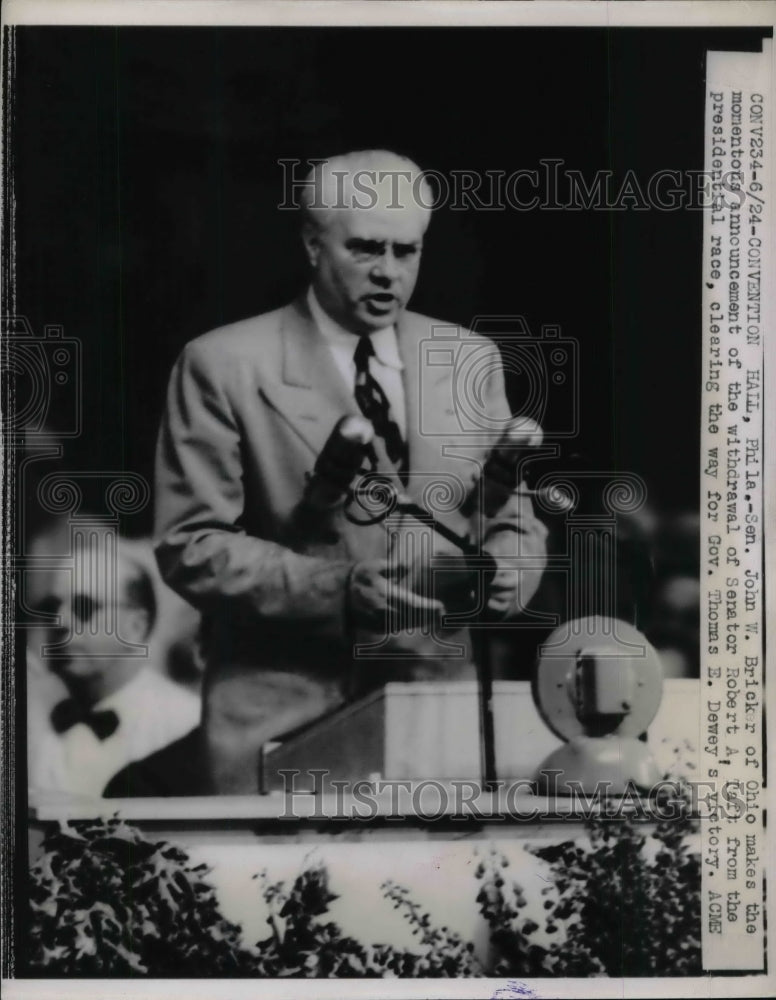 1948 Press Photo Senator John W. Bricker of Ohio - Historic Images