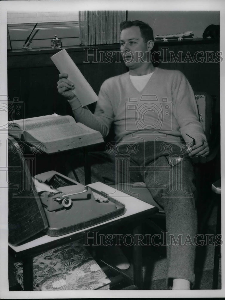 1961 Press Photo Writer Jim Bresnan at work at his desk - nea32082 - Historic Images