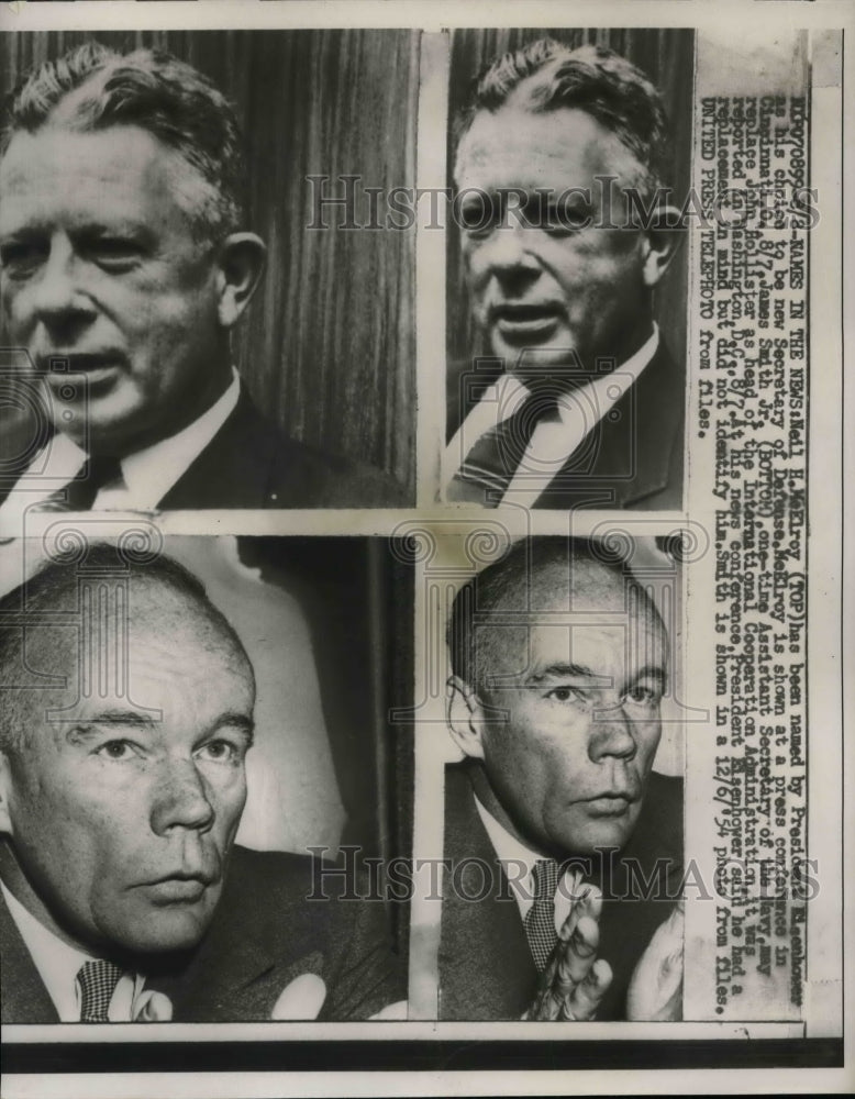 1957 Press Photo NH McElroy,J Smith Jr,J Hollister - nea32228 - Historic Images