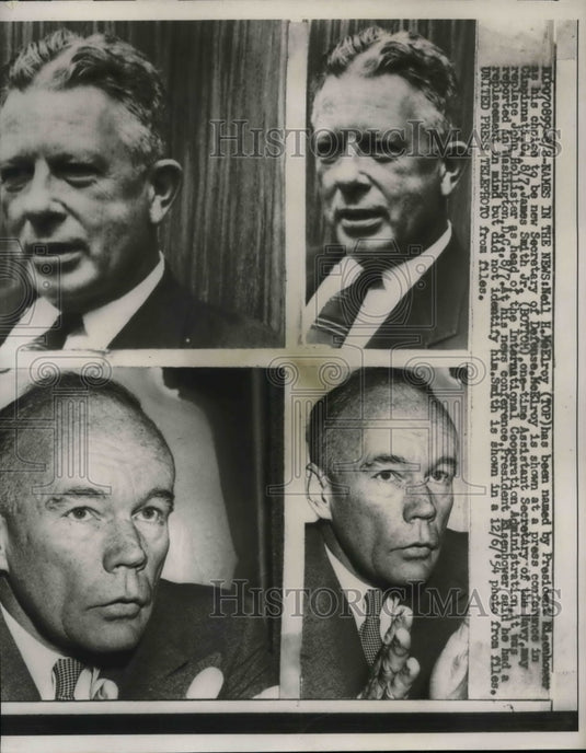 1957 Press Photo NH McElroy,J Smith Jr,J Hollister - nea32228 - Historic Images