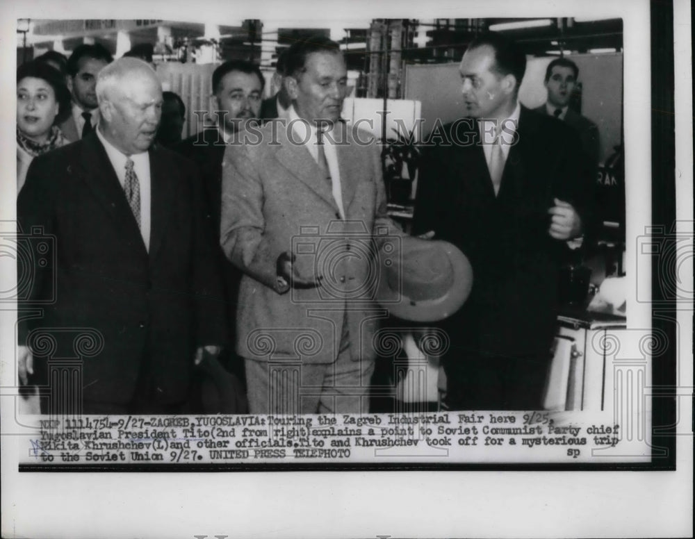 1956 Press Photo Yugoslavian Pres. Tito, Soviet Nikita Khrushchev - Historic Images