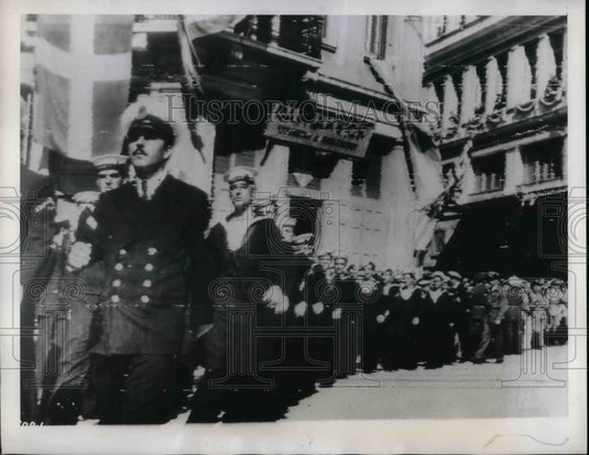 1944 Press Photo Greek Sailors of Warship Averoff in Greece - Historic Images