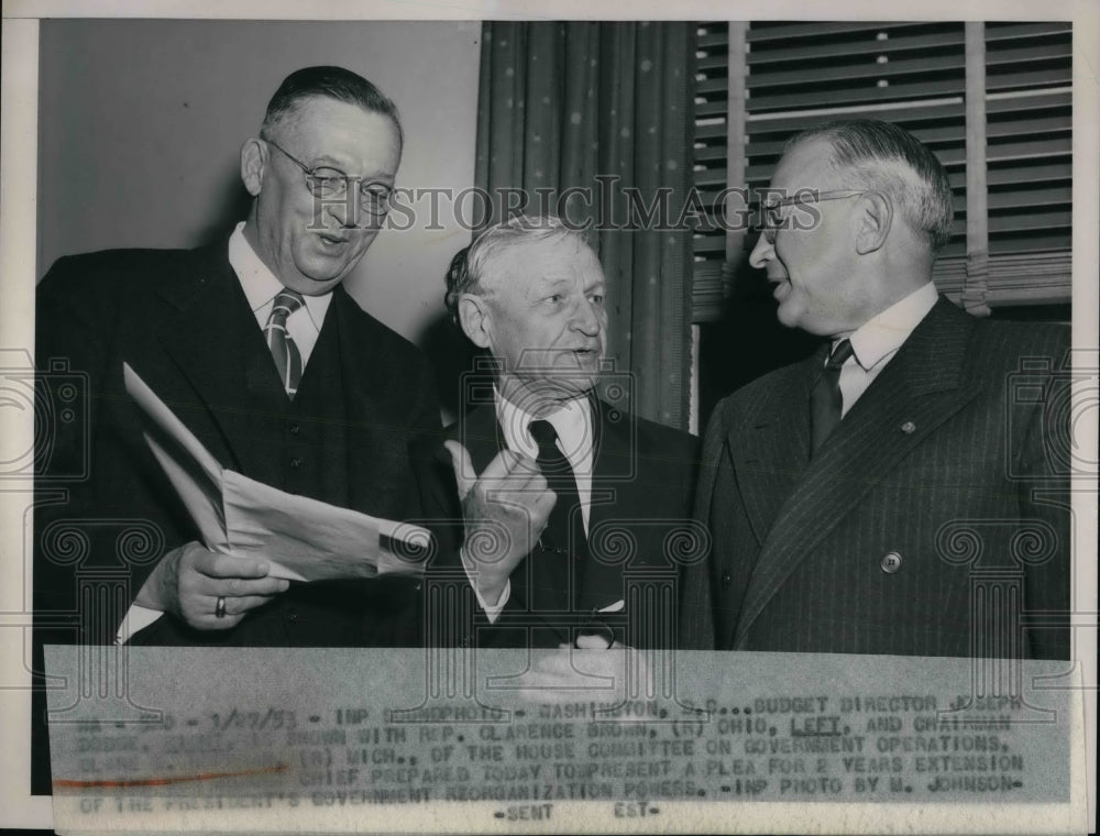 1953 Press Photo Budget Director Joseph Dodge &amp; Rep Clarence Brown - nea32578 - Historic Images