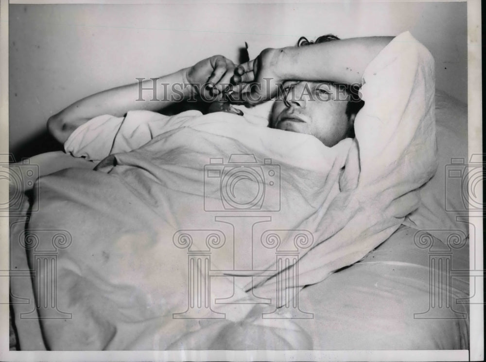 1953 Press Photo Oscar Suhr Survives 3 Story Fall - nea32644 - Historic Images