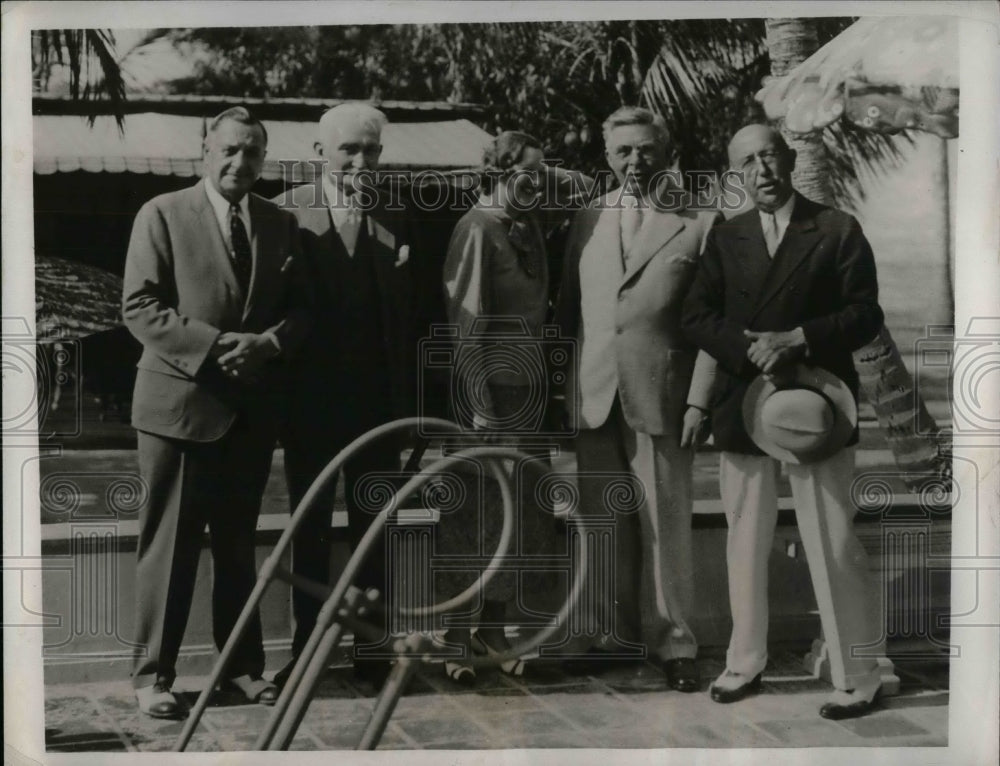 1933 Press Photo J Hughes,Mr &amp; Mrs HG Dow, WA Irvin, F Poor in Florida - Historic Images