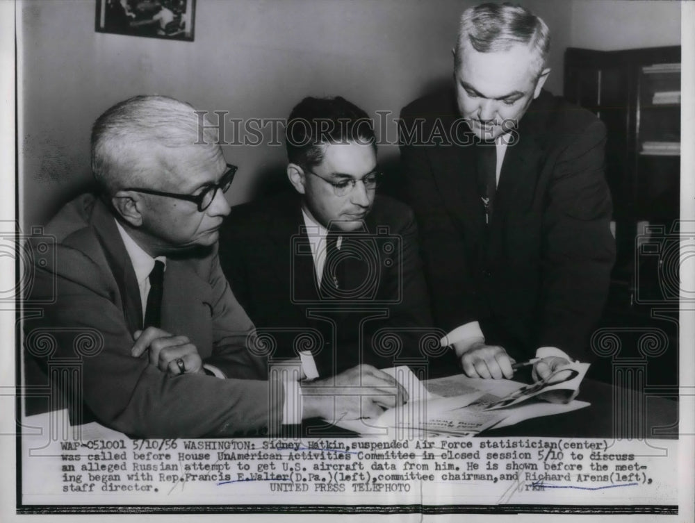 1956 Press Photo Sidney Hatkin, Francis Walter, R. Arena, UnAmerican Committee - Historic Images