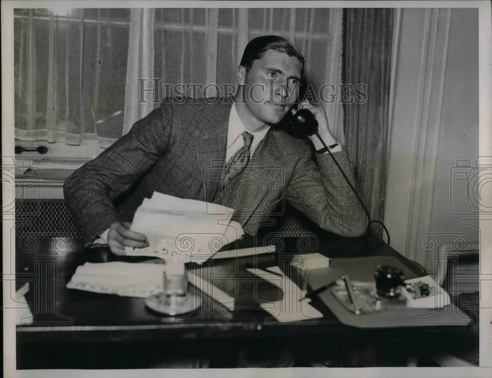 1934 Press Photo Sidney Freeman, British Bookmaking Syndicate, Sweepstakes-Historic Images