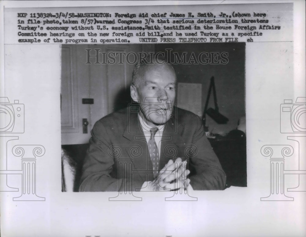 1958 Foreign Aid Chief James H Smith Jr  - Historic Images