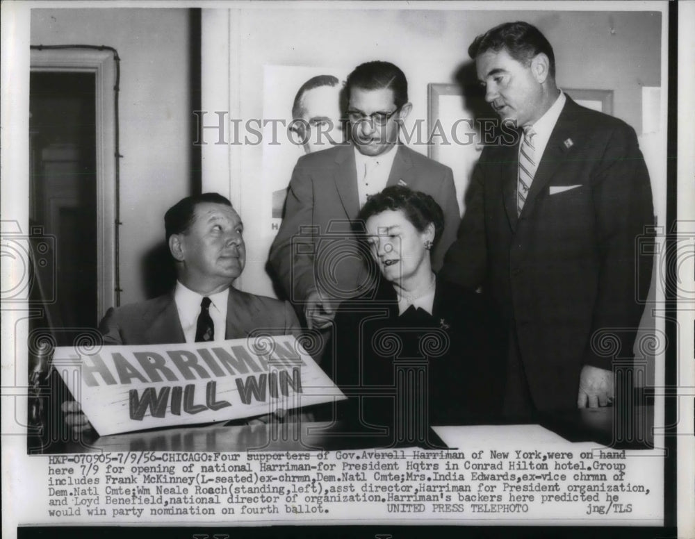 1956 NY Gov A Harriman,F McKinney,Mrs Edwards,Roach,Benefield - Historic Images