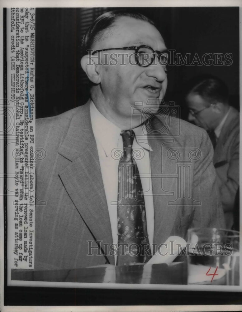 1951 RFC Examiner Rufus Dickinson Testifies To Senate Panel - Historic Images
