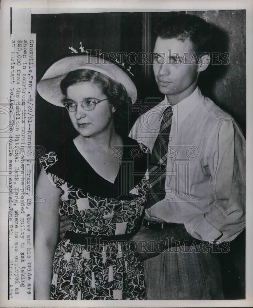 1951 Kenneth J. Frazer, 25, bride, in courtroom - Historic Images
