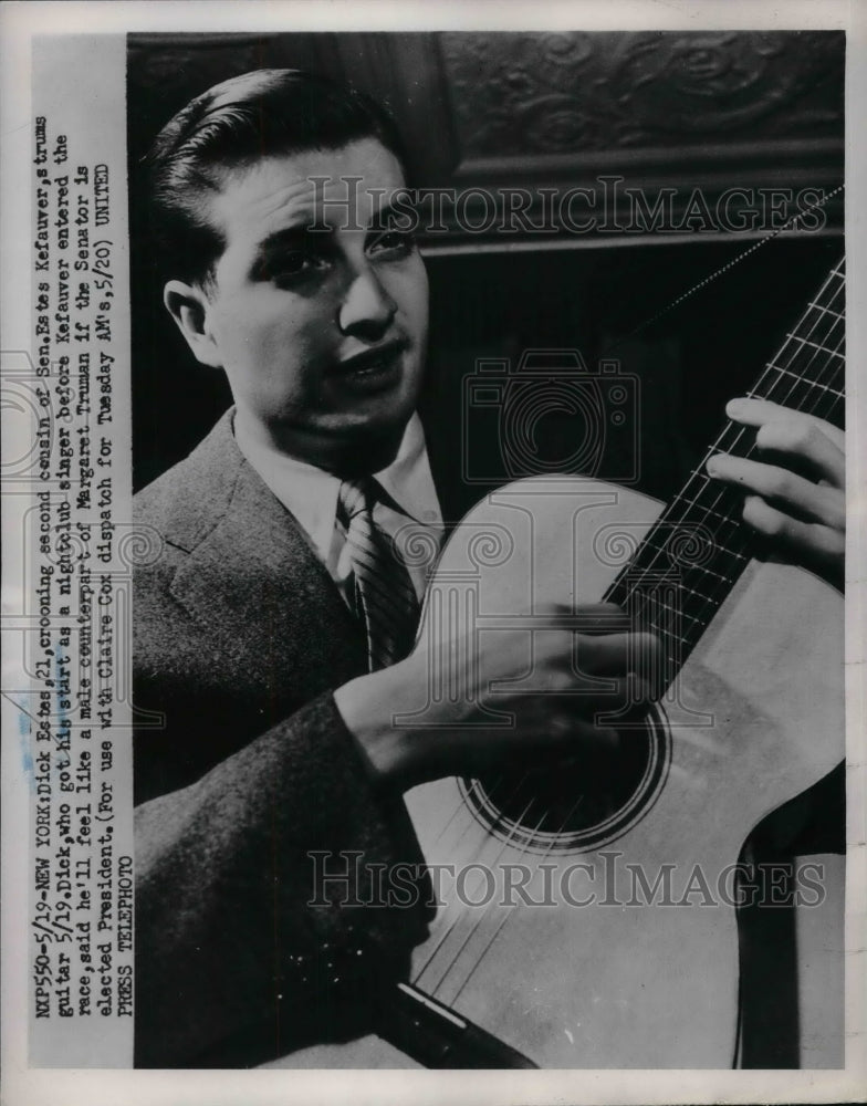1952 Press Photo Dick Estes, 21, nightclub singer - Historic Images