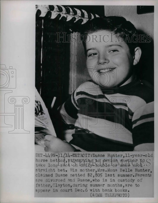 1951 Press Photo Duane Hunter Age 11 Plays the Horses - nea33057 - Historic Images