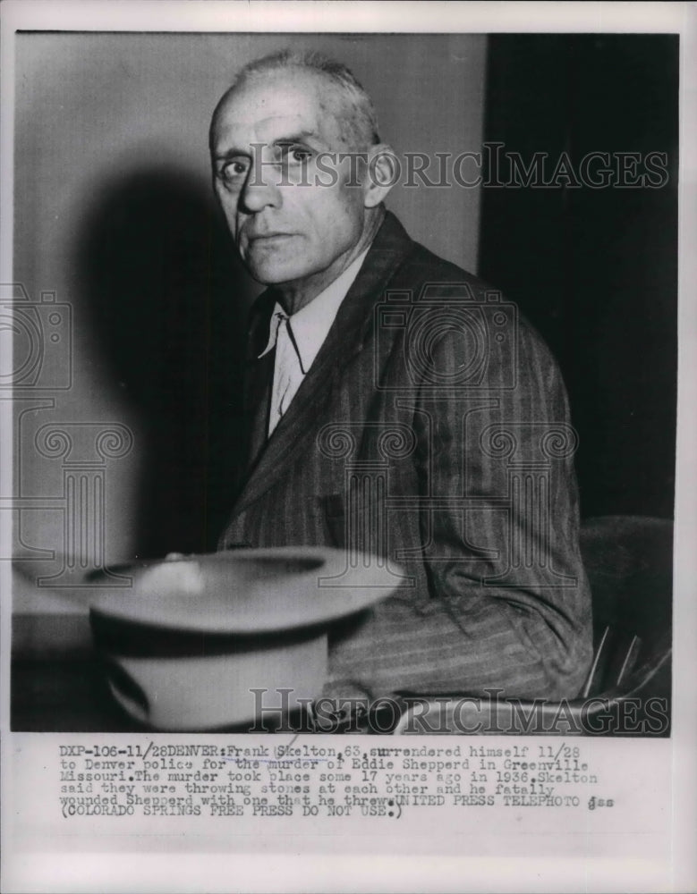 1953 Press Photo Frank Skelton, killer of Eddie Sheppard in rock throwing fight-Historic Images