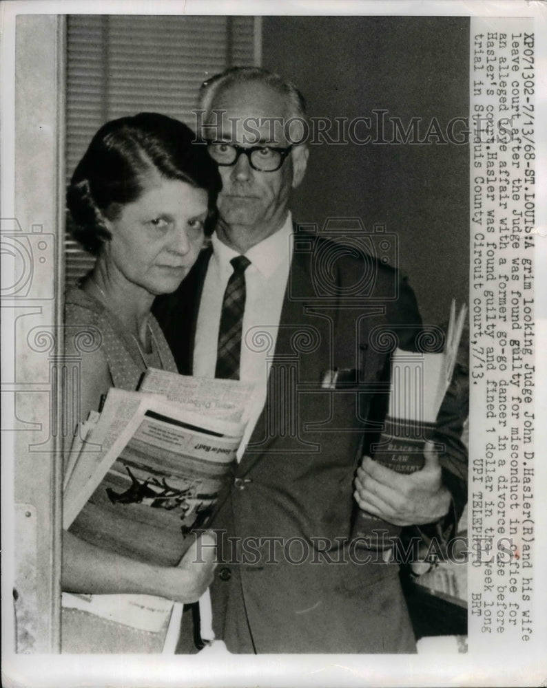 1968 Press Photo Judge John Hasler &amp; Wife He Found Guilty of Affair with Dancer - Historic Images