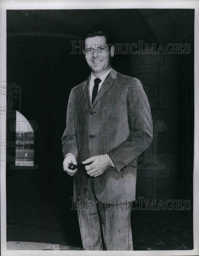 1957 Press Photo Corduroy 3 Button Suit - nea33300 - Historic Images