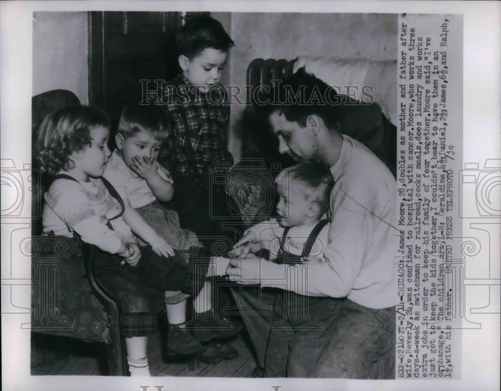 1955 James Moore &amp; his family as he is both mom &amp; dad  - Historic Images