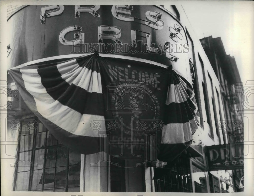 1937 Press Photo Welcome poster at Press Grill in NYC - nea33536 - Historic Images