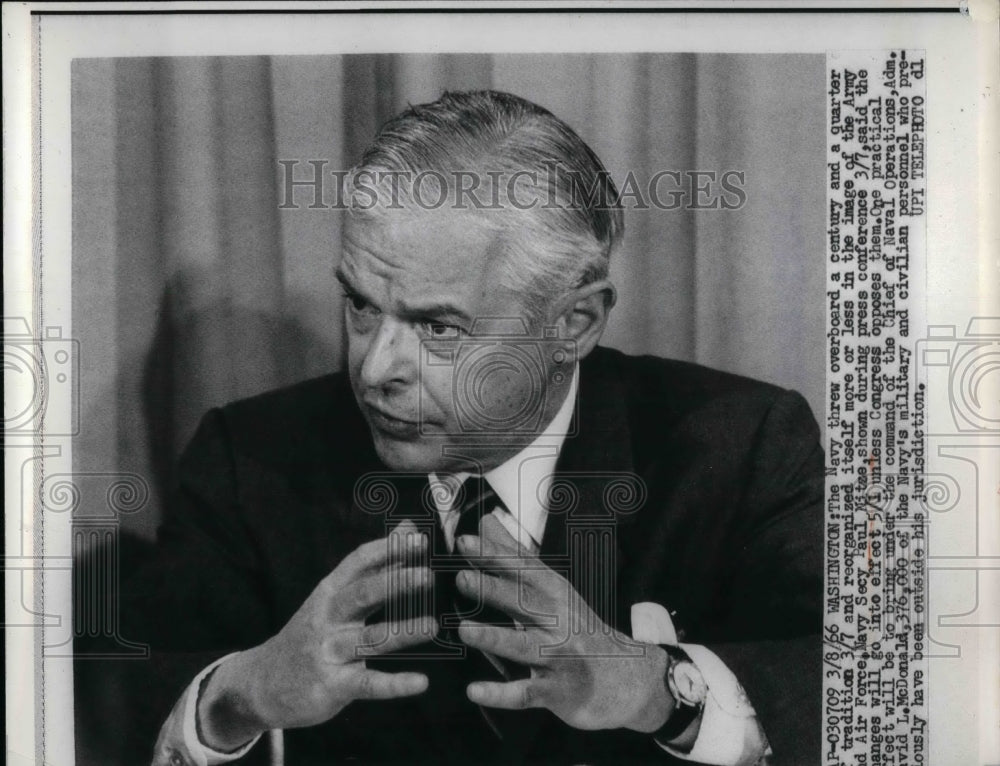 1966 Press Photo Navy Secretary Paul Mitze Announces Change - nea33685-Historic Images