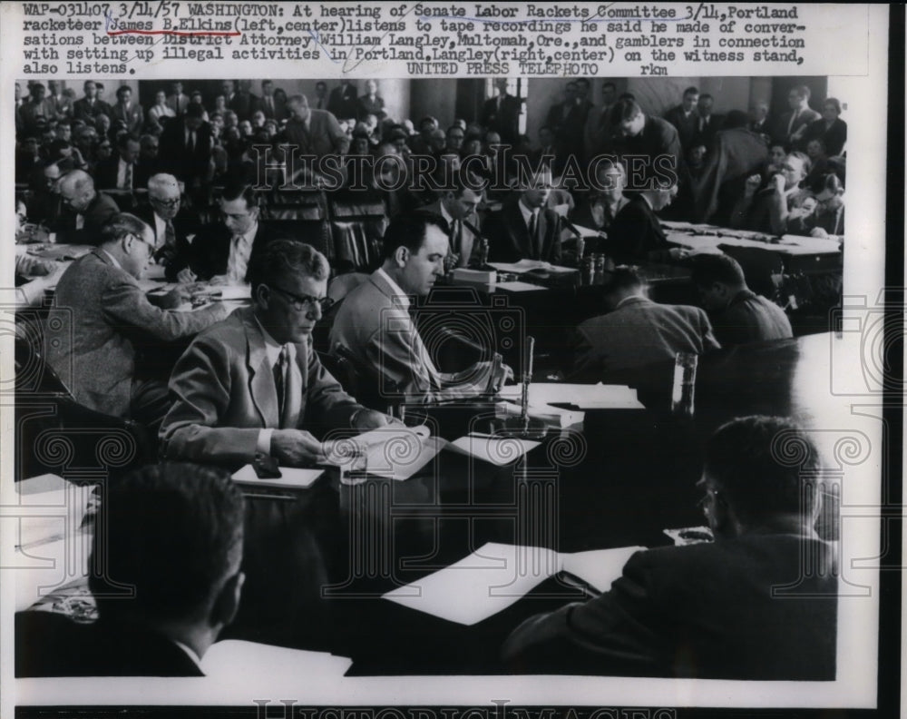 1957 James Elkins Listens To Taped Conversations He Made  - Historic Images