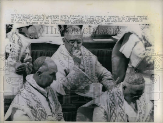 1963 Press Photo Norman Cardinal Spellman James Francis Cardinal McIntryre - Historic Images